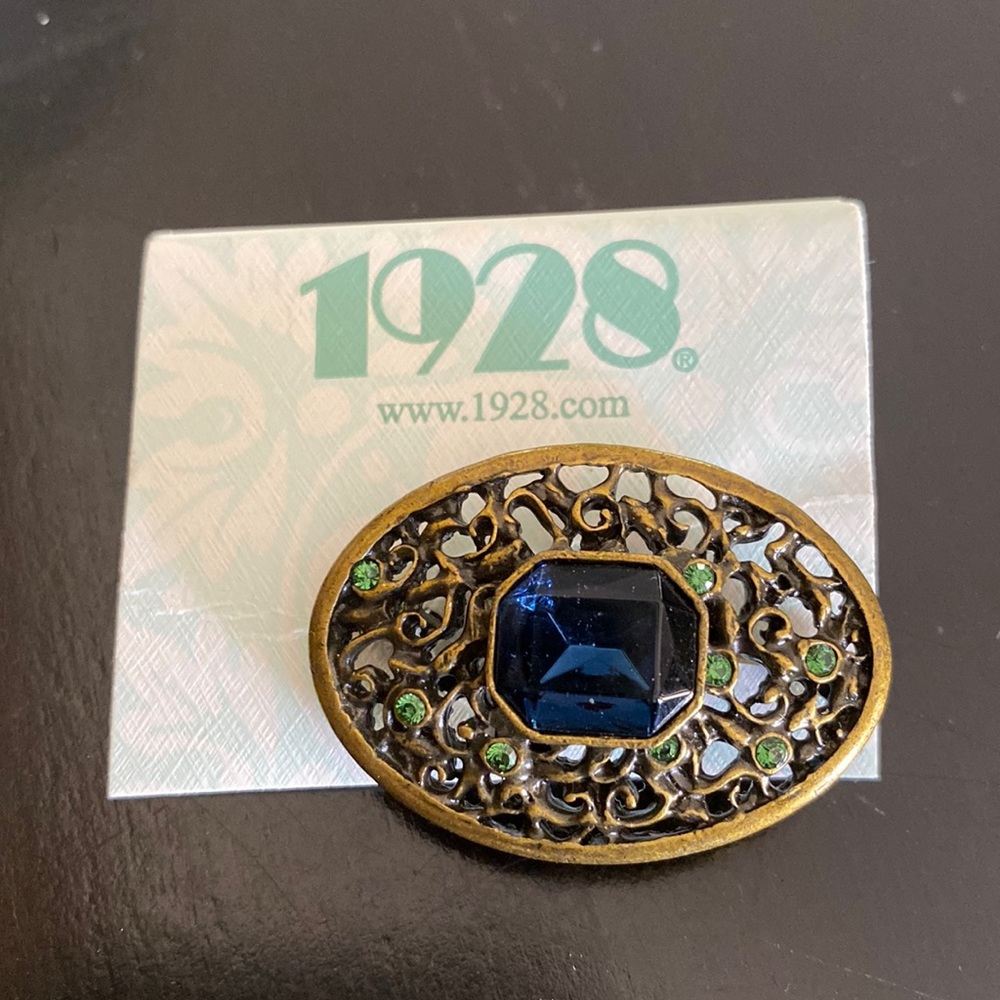 1928 blue and green gem pin